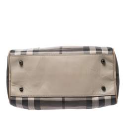Pre Owned Burberry Grey Smoked Check PVC Small Chester Boston Bag