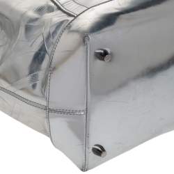 مملوكة مسبقًا حقيبة يد بربري ايمبر جلد لامع مربعات بيت فضي 