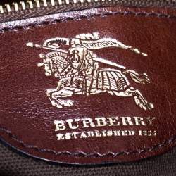Pre Owned  Burberry Dark Brown Canvas and Leather Large Rowan Studded Tote