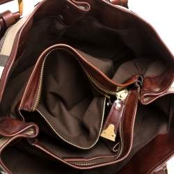 Pre Owned  Burberry Dark Brown Canvas and Leather Large Rowan Studded Tote