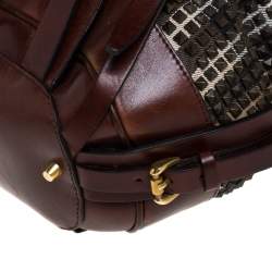 Pre Owned  Burberry Dark Brown Canvas and Leather Large Rowan Studded Tote