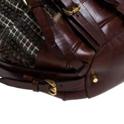 Pre Owned  Burberry Dark Brown Canvas and Leather Large Rowan Studded Tote