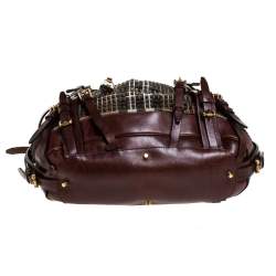 Pre Owned  Burberry Dark Brown Canvas and Leather Large Rowan Studded Tote