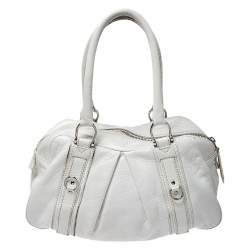 Burberry White Leather Ashbury Satchel
