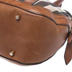 Pre Owned Burberry Beige/Brown House Check Fabric and Leather Orchard Bowler Bag