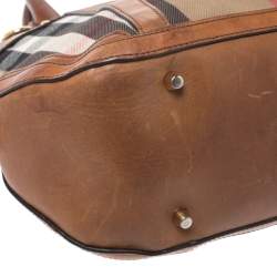 Pre Owned Burberry Beige/Brown House Check Fabric and Leather Orchard Bowler Bag