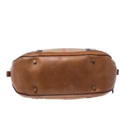 Pre Owned Burberry Beige/Brown House Check Fabric and Leather Orchard Bowler Bag
