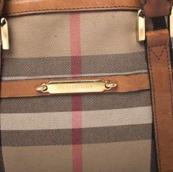 Pre Owned Burberry Beige/Brown House Check Fabric and Leather Orchard Bowler Bag