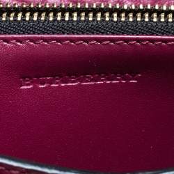 Pre Owned Burberry Burgundy Grained Leather Wallet On Chain