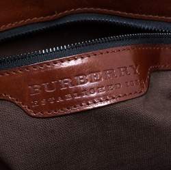 Pre Owned Burberry Brown Leather House Check Bridle Satchel