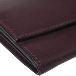 Pre Owned Burberry Burgundy Leather Continental Wallet