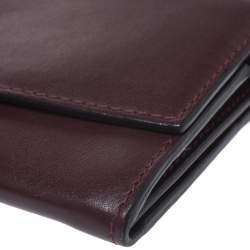 Pre Owned Burberry Burgundy Leather Continental Wallet