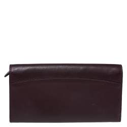 Pre Owned Burberry Burgundy Leather Continental Wallet
