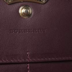 Pre Owned Burberry Burgundy Leather Continental Wallet