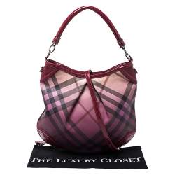 Pre Owned حقيبة بربري كانفاس كاروهات مقوى سوبر نوفا وجلد لامع