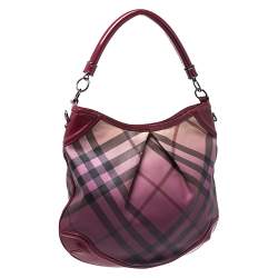 Pre Owned حقيبة بربري كانفاس كاروهات مقوى سوبر نوفا وج لد لامع