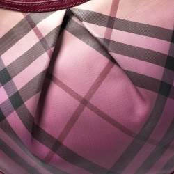 Pre Owned حقيبة بربري كانفاس كاروهات مقوى سوبر نوفا وجلد لامع