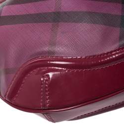 Pre Owned حقيبة بربري كانفاس كاروهات مقوى سوبر نوفا وجلد لامع