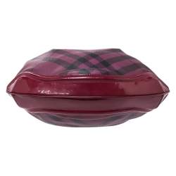 Pre Owned حقيبة بربري كانفاس كاروهات مقوى سوبر نوفا وجلد لامع