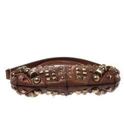 Pre Owned Burberry Brown Studded Leather Prorsum Cadet Sling Bag