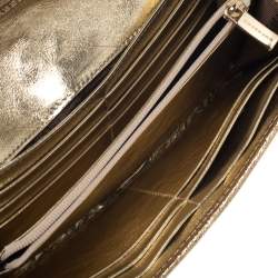 Pre Owned Burberry Beige/Gold Haymarket Check Coated Canvas and Leather Continental Wallet