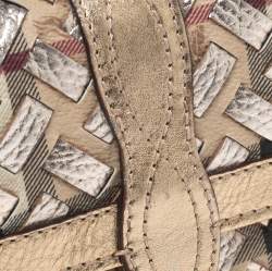 Pre Owned Burberry Beige/Gold Haymarket Check Coated Canvas and Leather Continental Wallet