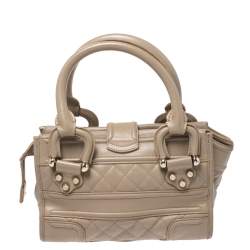 Pre Owned حقيبة بربري مانور صغيرة مانور جلد مبطن بيج 