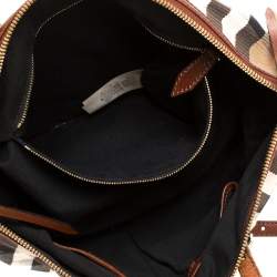 Pre Owned حقيبة يد بربري بريدال ساليسبوري صغيرة جلد و كانفاس مربعات هاوس بيج و بني فاتح