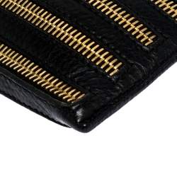 Pre Owned حقيبة معصم كلاتش بربري جلد سوداء