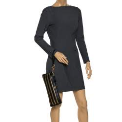 Pre Owned حقيبة معصم كلاتش بربري جلد سوداء