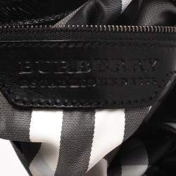 Pre Owned Burberry Black Leather Warrior Drawstring Hobo