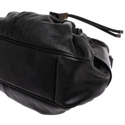 Pre Owned Burberry Black Leather Warrior Drawstring Hobo