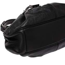 Pre Owned Burberry Black Leather Warrior Drawstring Hobo