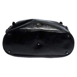 Pre Owned Burburry Black Patent Leather Oversize Hobo