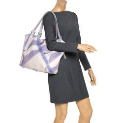 Pre Owned Burberry Purple Canvas Large Canterbury Tote