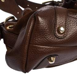 Pre Owned Burberry Brown Suede and Leather Drawstring Hobo