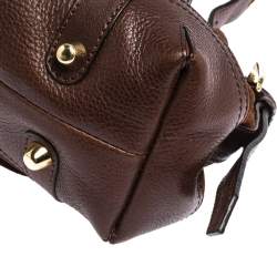 Pre Owned Burberry Brown Suede and Leather Drawstring Hobo