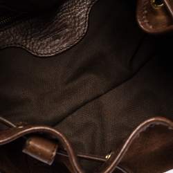 Pre Owned Burberry Brown Suede and Leather Drawstring Hobo