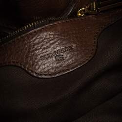 Pre Owned Burberry Brown Suede and Leather Drawstring Hobo