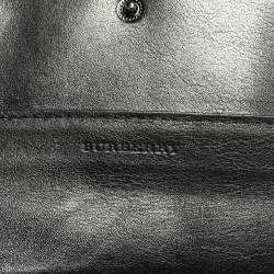 Burberry Metallic Grey Smoke Check Canvas and Leather Flap Continental Wallet