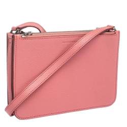 Pre Owned حقيبة كروس بربري سحاب تريبل جلد وردية فاتحة
