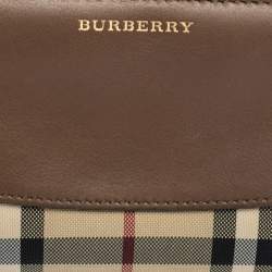 مملوكة مسبقًا محفظة بربري كاروهات هاي ماركت تشيك بيج/ بني وجلد بسحاب محيط