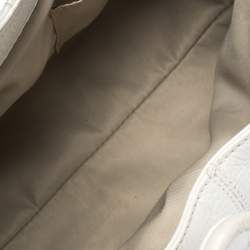 Pre Owned Burberry White Leather Shark Tooth Tote