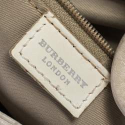 Pre Owned Burberry White Leather Shark Tooth Tote