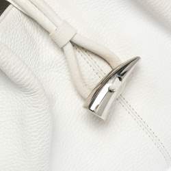 Pre Owned Burberry White Leather Shark Tooth Tote