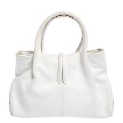 Pre Owned Burberry White Leather Shark Tooth Tote