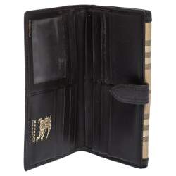 مملوكة مسبقًا محفظة بربري "كونتيننتال" بقلاب جلد و كانفاس مربعات هايماركتبيج و بني