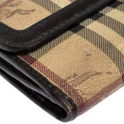 مملوكة مسبقًا محفظة بربري "كونتيننتال" بقلاب جلد و كانفاس مربعات هايماركتبيج و بني