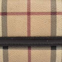 مملوكة مسبقًا محفظة بربري "كونتيننتال" بقلاب جلد و كانفاس مربعات هايماركتبيج و بني