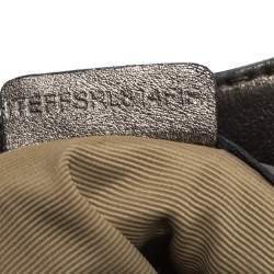 Pre Owned Burberry Metallic Grey Laser Cut Leather Satchel